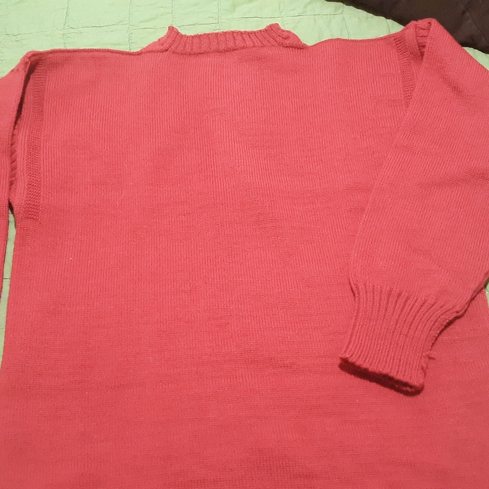 Le Tricoteur Fushia pink English worsted wool sweater Lg made in Guernsey